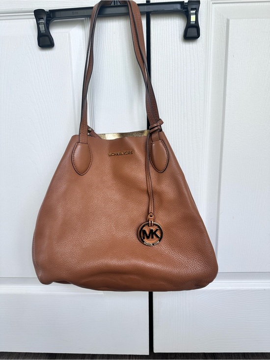 Michael Kors Handbags - Michael Kors Cognac Pebbled Leather Shoulder Bag with MK Charm